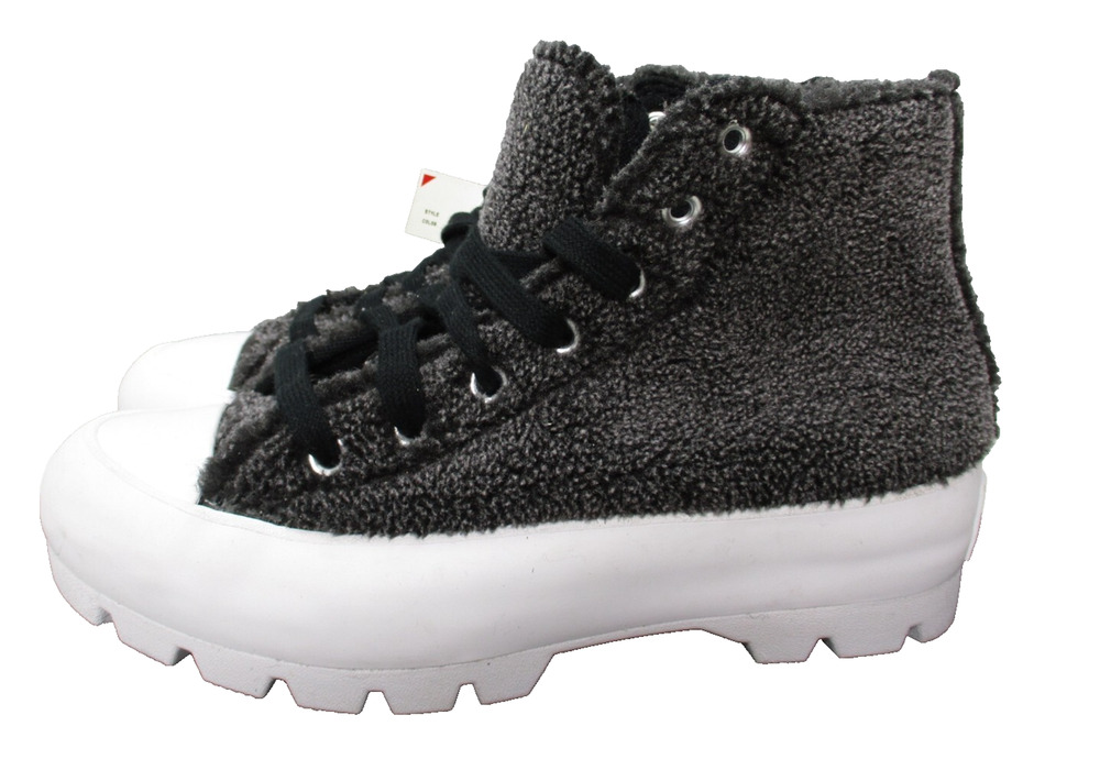 Converse All Star Chuck Faux Fur Black White Hi Sneakers Shoes Womens Sz 7